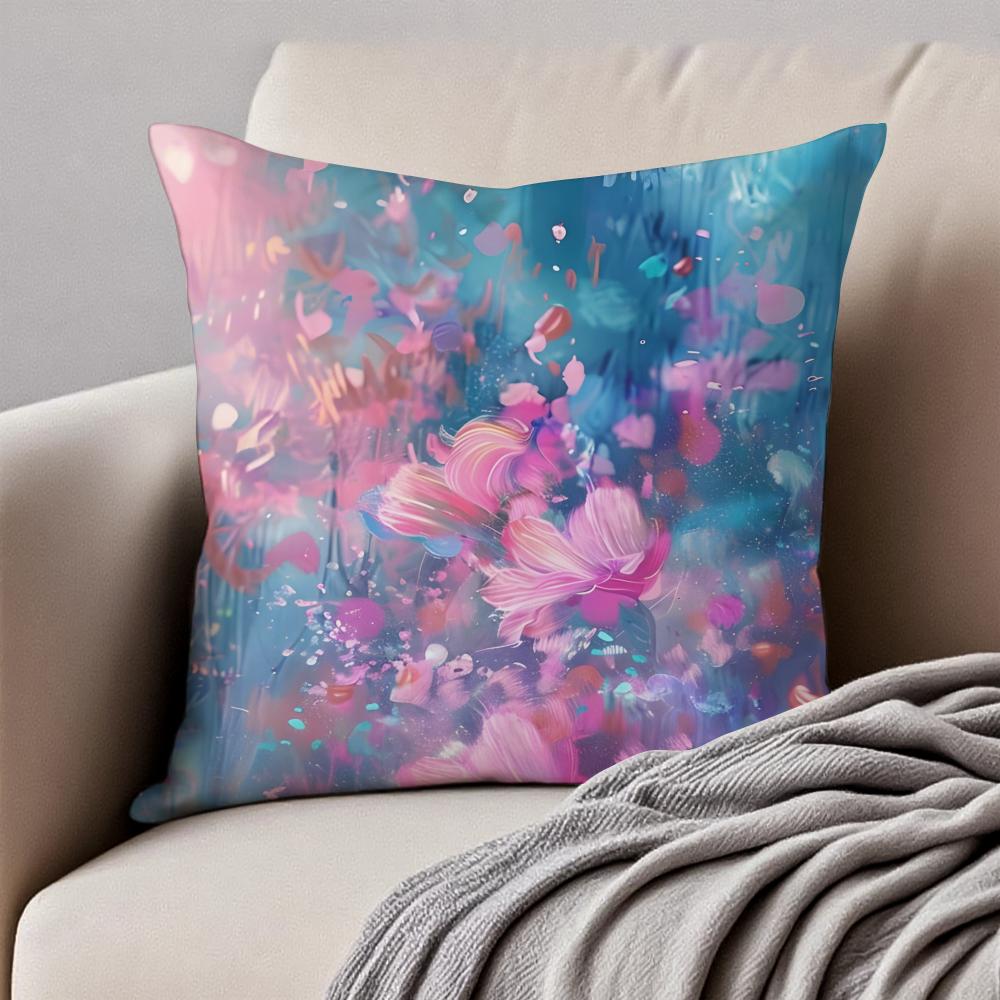 LLovely atmospheric vibe Cushion Cover Pillowcase Antidustmite Invisible Zipper Short Plush Sofa Cushion