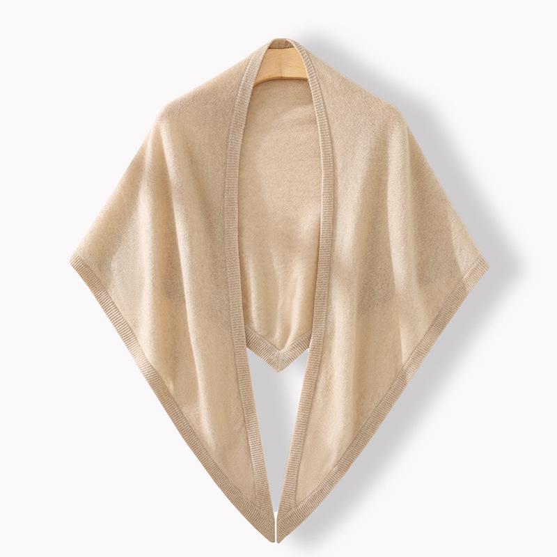 Women's 100% Pure Cashmere Triangle Scarf - Versatile & Casual Solid Color for Autumn/Winter
