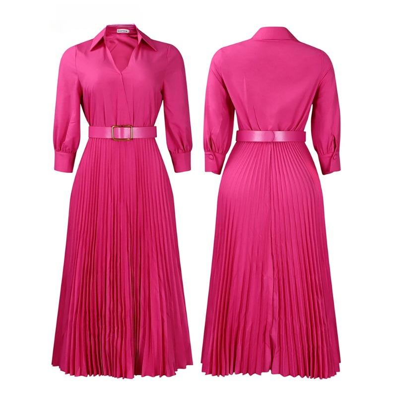 Mlaiscsr šaty africké skládané bílé šaty s páskem pro ženy 3/4 rukávy s výstřihem do V elegantní kancelářské dámy pracovní večírek večerní župan