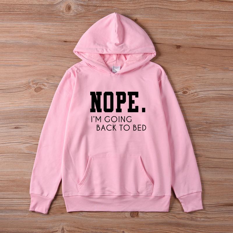 

Нет. Я возвращаюсь в постель. Женская толстовка с капюшоном. Забавные толстовки. Пуловеры. Модные толстовки унисекс из чистого хлопка. M розовый