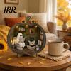 Autumn Pumpkin Table Decor Halloween Ghost Wooden Tabletop Ornament, 2D Flat Cute Reading Bathing Fall Harvest Home Decoration Watering Plaque