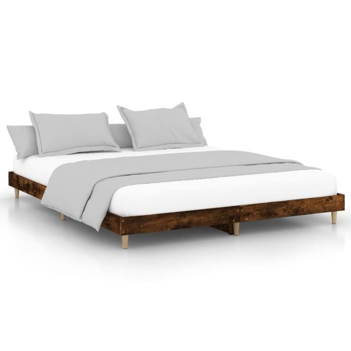 VidaXL Bed Frames Smoked Oak 140x200 Cm Engineered Wood 832042