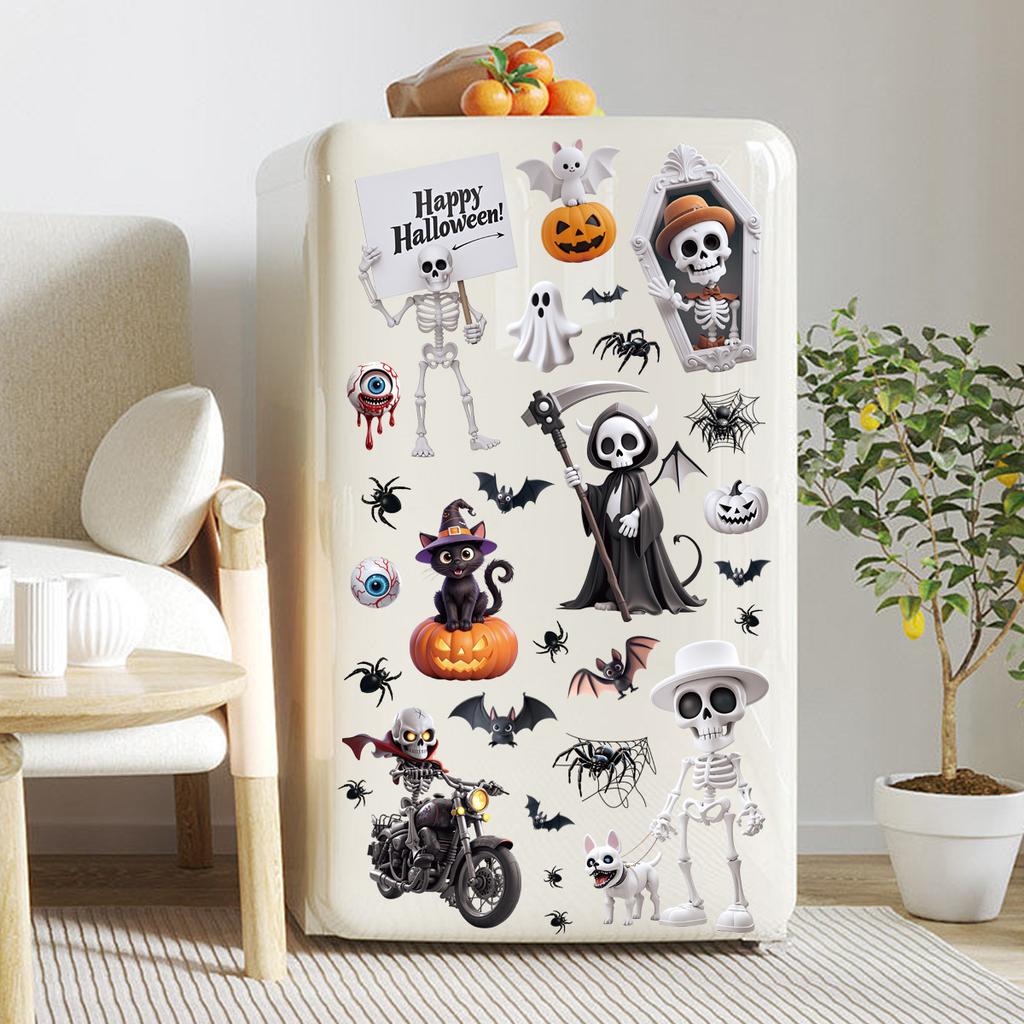 3D Halloween Cling Stickers Skull Ghost Witch for Window Door Party Home Decoration