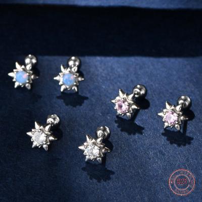 925 Sterling Silver Star Hexagram Zircon Stud Earrings Women's Simple Korean Style Small Earring Piercing Jewelry Gift Enfashion