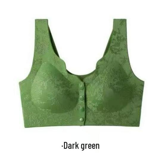 Chinese Embossed Front-Opening Wire-Free Push-Up Shaping Bra for Middle-Aged & Elderly Women