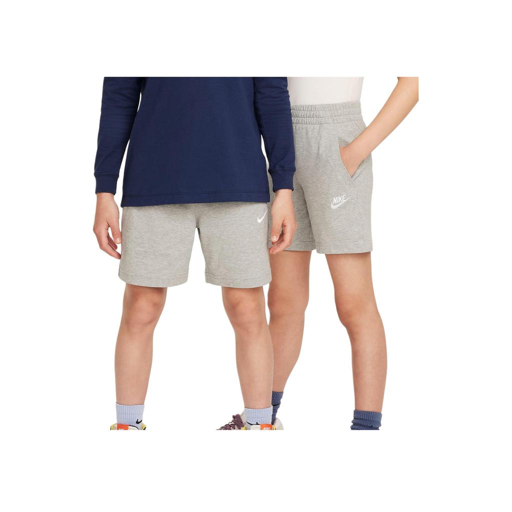 Nike Sportswear Club Big Kids 6" Knit Shorts Solid Color Print Embroidered Elastic Waist Shorts Kids Shorts Dark-Gray White FZ5512-063