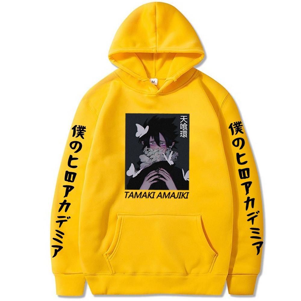 

Япония Аниме Моя геройская академия Толстовка Tamaki Amajiki Принт Пуловер Мужские Женские Толстовки Удобная уличная одежда Пуловер Harajuku 4XL жёлтый