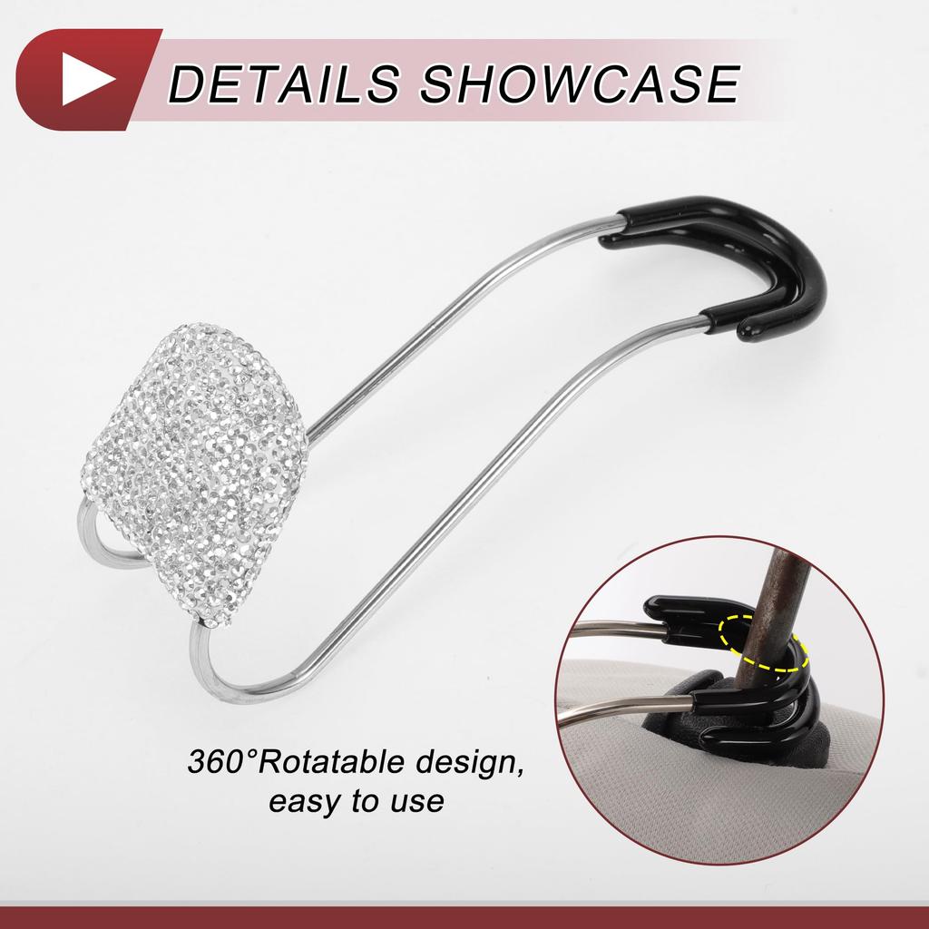 HEROFFIX Set of 2 Car Seat Headrest Perfect for and Car Seatback Organizer Hooks with White X Hooks, Purses, Bags, Umbrellas, More, Heavy-Duty