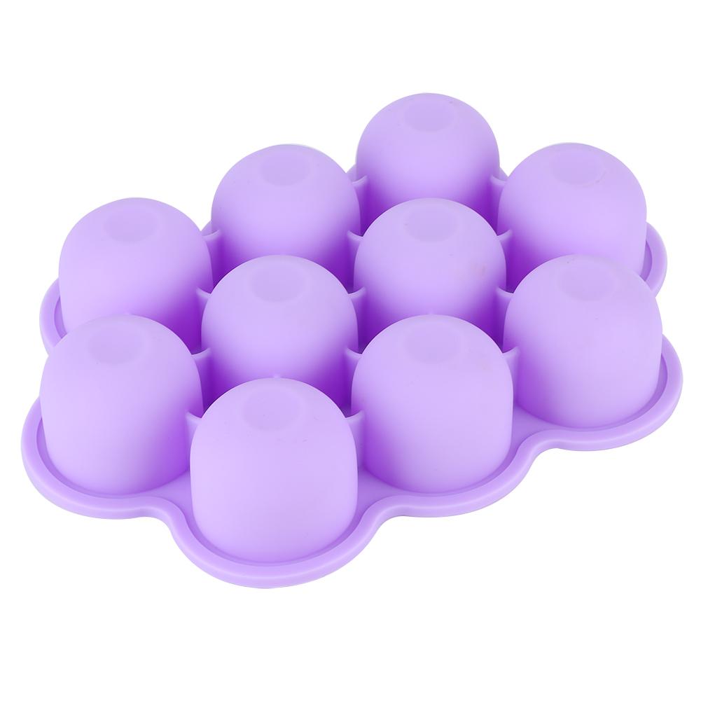 Silicone Food   Tray 10 Holes Reusable Container with Lid for Homemade Baby Food(Blue )