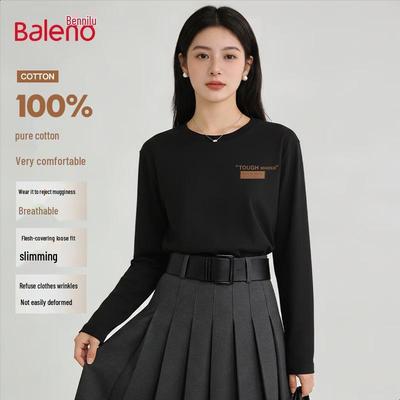 Baleno Women's Loose Fit Pure Cotton Long Sleeve T-Shirt