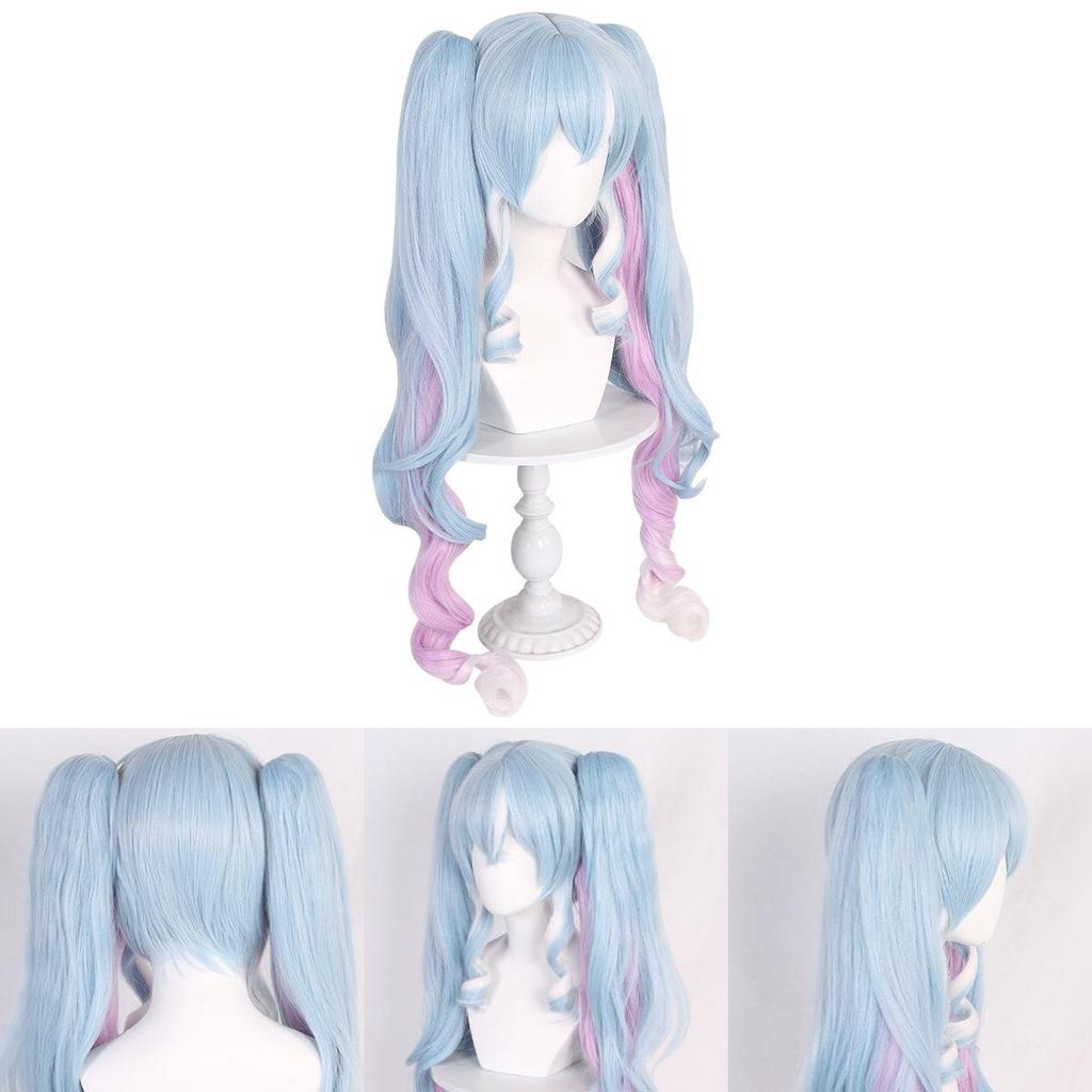 Lange Snow Miku Cosplay-Perücke aus hitzebeständiger Kunstfaser für Damen, perfekt für jeden Hautton