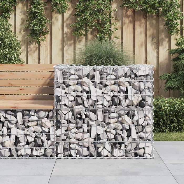 VidaXL Panier de gabions argenté 70x70x65 cm fer galvanisé, cage en gabion, pierre de gabion, jardinière de gabion, gabion, 364850