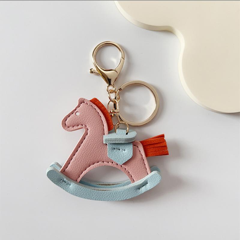 PU Leather Bag Charm Rocking Horse Pendant For Car Bag Hanging Ornament Keychain Decoration DIY Bag Accessories