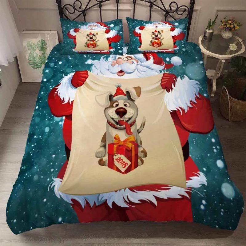 100% High Quality Bedding Set Queen Size Bed Covers Merry Christmas Duvet Cover Sets Cute Cartoon Bedclothes Happy New Year F96.
