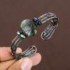 Natural Labradorite Gemstone Handmade Copper Wire Wrap Cuff Bangle Adj. M1t29