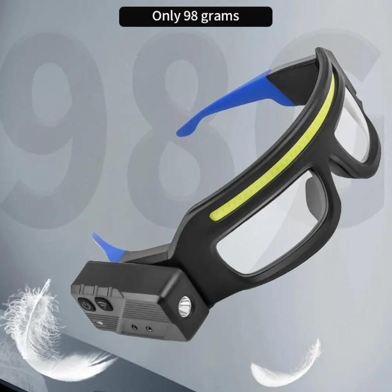 Nuovi occhiali multifunzione XTE con luce e ricarica Type-C, lampada frontale di avvertimento, compatta e portatile, lampada frontale sensibile al tocco