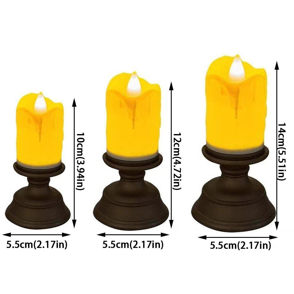 Simulation Electronic Candle with Wax Drip Effect Flameless Led Candle Holder Night Light Ornaments