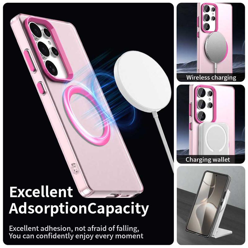 For Samsung S25ULTRA Case Skin-like magnetic candy translucent shockproof Case for Galaxy A56 A36 S24  S23 FE Shockproof Cover