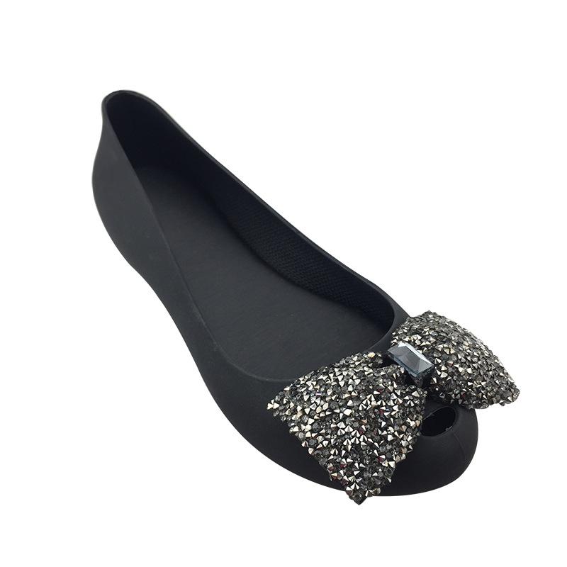 Ladies Wedge Sandals Sweet Flat Shoes Four Seasons Shoes Rhinestone Pvc Jelly Shoes Spring