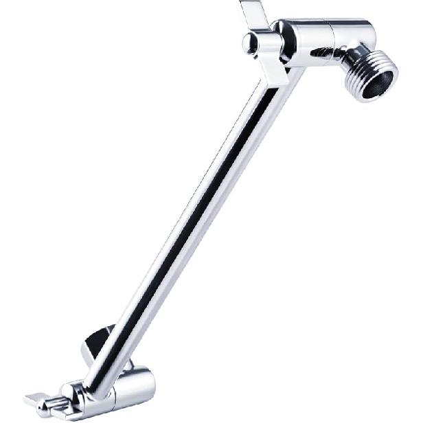 Heavy Duty Adjustable Shower Arm, 11" Brass Extension with Gear Lock Teeth & Swivel Nut, Strong Load Support, No Sagging, Keeps Shower Head Straight,