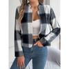 Autumn Women's Casual Plaid Long Sleeve Tweed Jacket