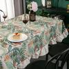 Green Plant Pattern Flounces Tablecloth Rectangular Round Cotton Linen Dustproof Tabletop Cover Restaurant Decorative Tablecloth