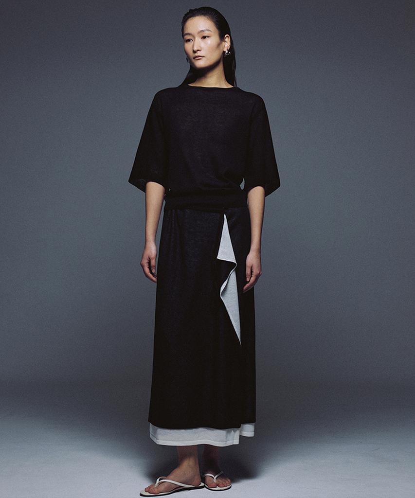 UMARMUNG Fine Cotton Half Sleeve Pullover_Black