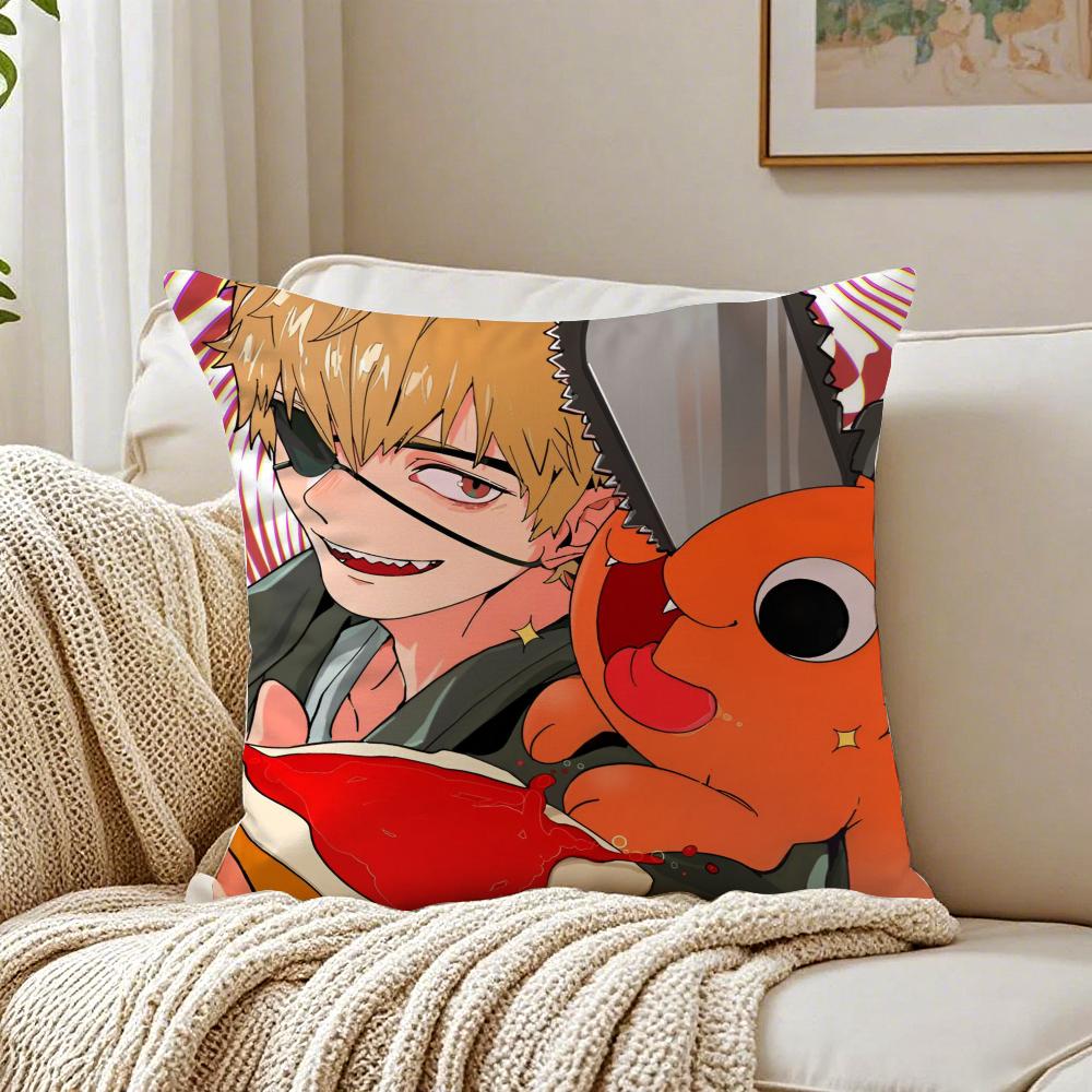 Feurige japanische Manga Kettensägenmann Kissenbezug Kissenbezug Milbenschutz Wohnzimmer Sofa Dekor Kissen Zimmer