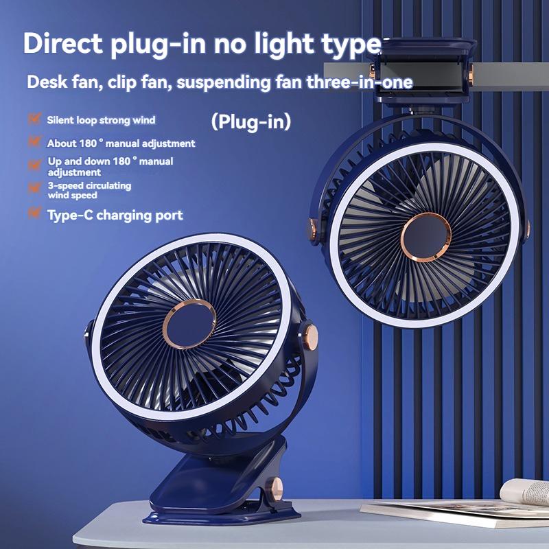 Clip-on Small Fan, Student Dormitory Bed, Night Light, Clip Fan, Office Desktop, USB Charging, Handheld Ceiling Fan