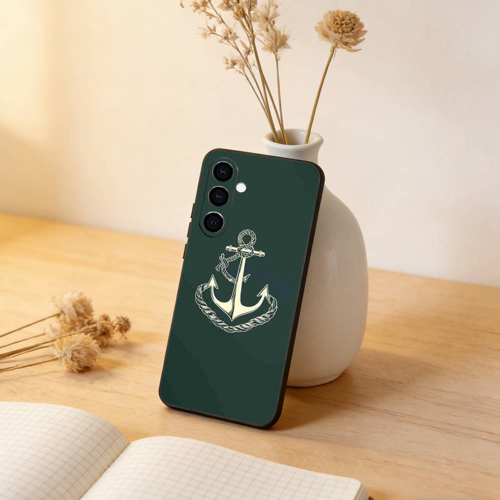 Painting Art Anchor Phone Case For Samsung Galaxy A73,A72,A71,A70,A53,A52,A51,Soft Silicone Black Cover