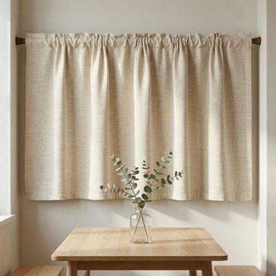 Linen Cafe Curtains Sheer Short Tier Curtains for Small Windows