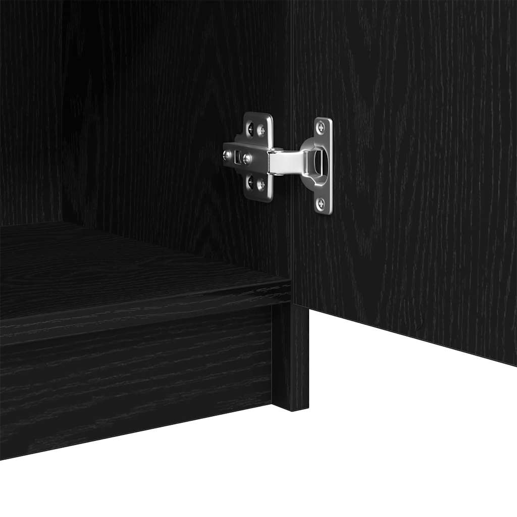 Bathroom Cabinet with Door Black Oak Effect 32 x 34 x 90 cm