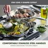 LMETJMA 304 Stainless Steel Frying Pan Oven Safe Chef's Pan Induction Skillet NonStick Egg Steak Cooking Pan Kitchen Cookware