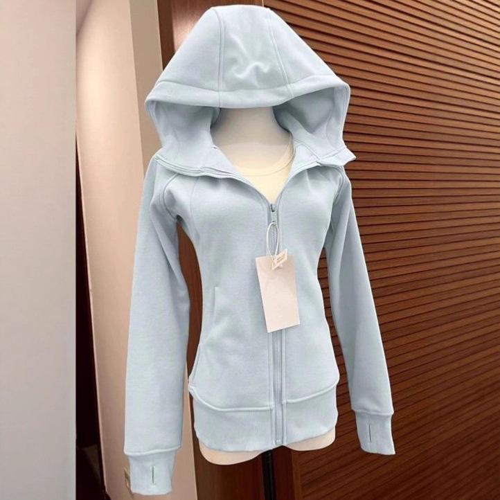 

Women s Slim Fit Autumn/Winter Hooded Cardigan - Fashionable Waist-Cinching Short Hoodie L