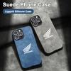 Suede Motorcycle Emblems All-inclusive Phone Case For Honda for iPhone 16 15 13 14 11 12 Pro 12Mini 7 8 XR X XS 16Plus 15Pro MAX