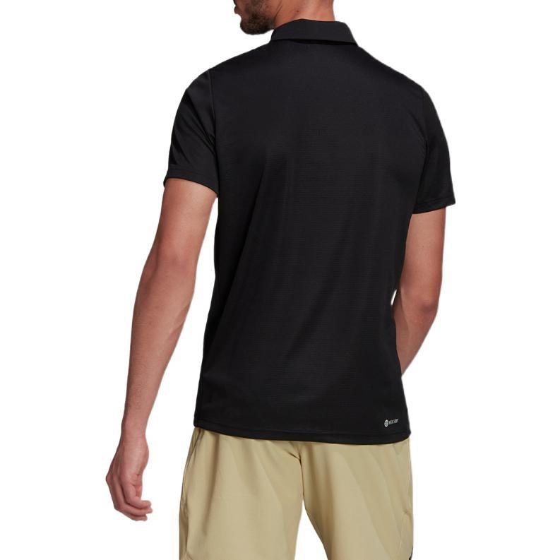 adidas Solid Color Tennis Sports Short Sleeve Polo Shirt Black Men's HC2716