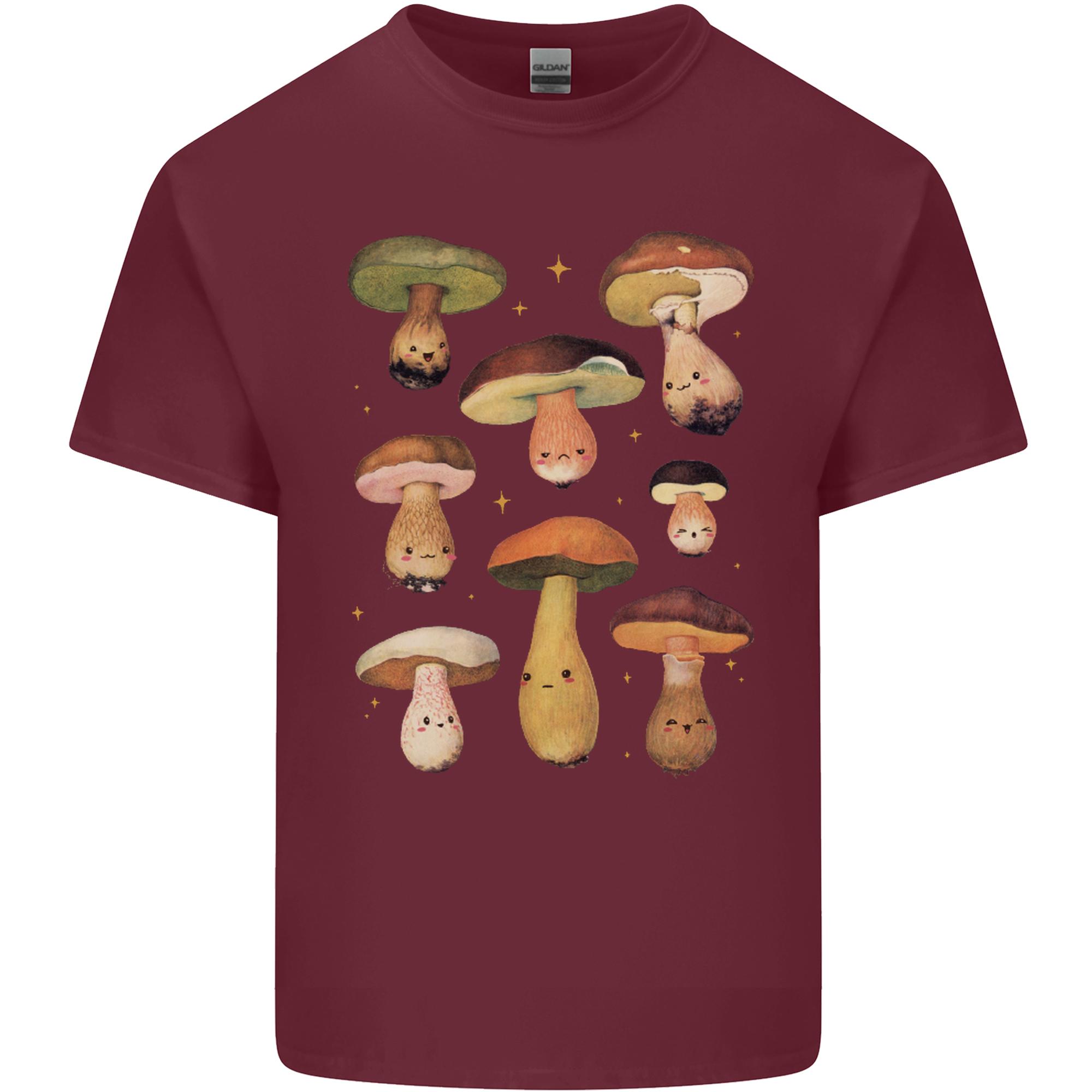 Mushroom Faces Foraging Mycology Unisexs Light Cotton TShirt S