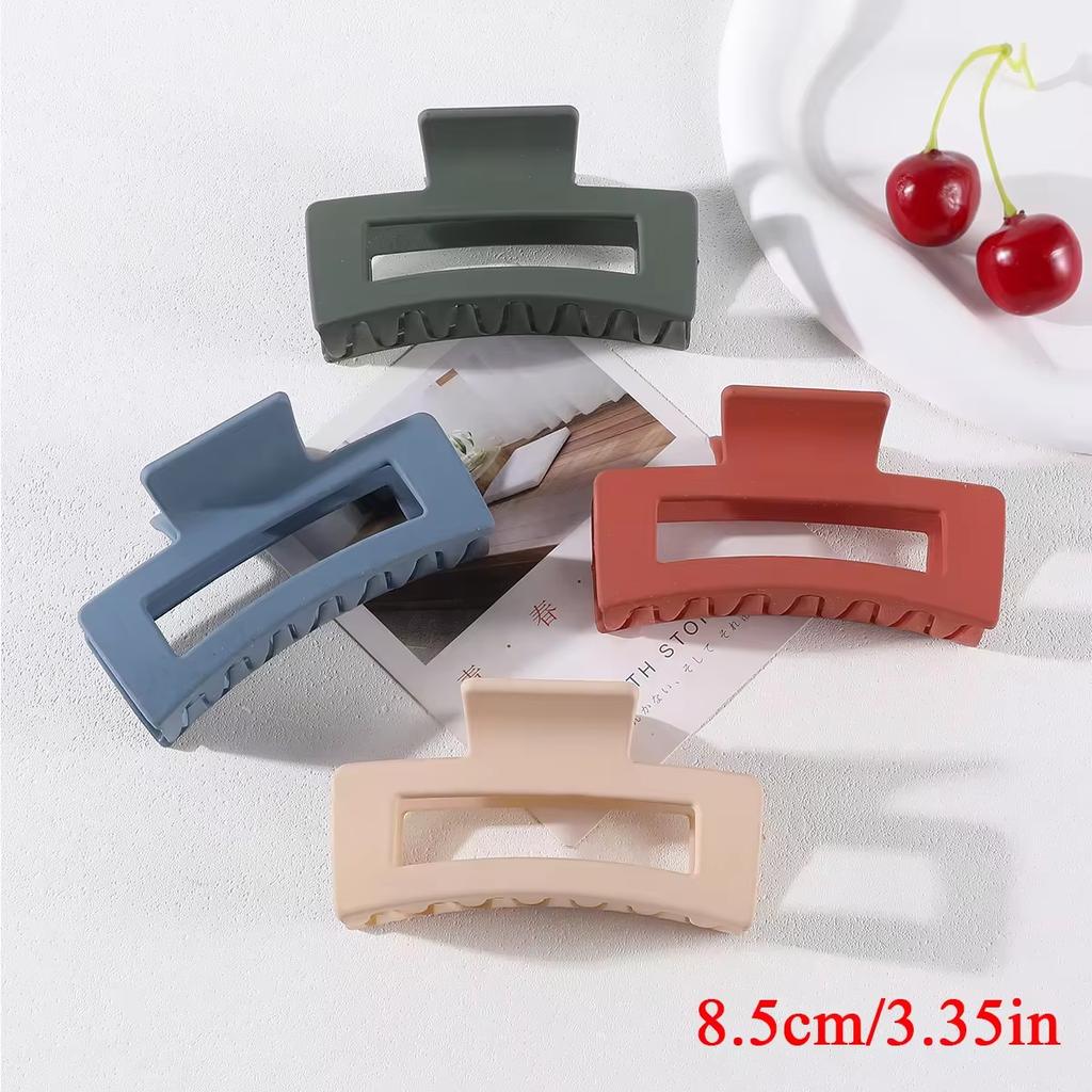 4pcs Simple Acrylic Hair Claw Clips for Women Solid Color Square Big Hair Claw Clips Fashion Shark Clip Girls Hair Accessories