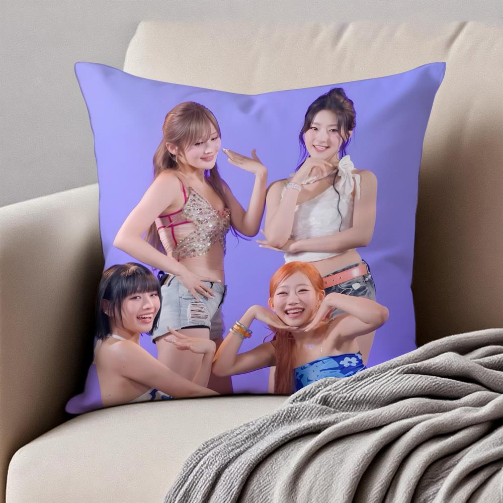 GirlGroup Kpop KKISS OF LLIFE Cushion Cover Pillowcase Antidustmite Invisible Zipper Short Plush Sofa Cushion