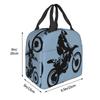 Moto X Dirt Bike Monochrom Vektorgrafik Isolierte Lunchtasche für Damen Büro Kühltasche Thermische Lebensmittelbox Tragetasche Lunchboxen Behälter