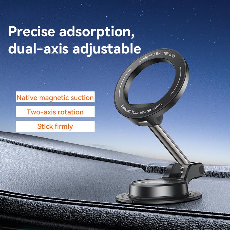 YESIDO C218 Compitable with Magsafe Car Phone Mount Stand Dual Axis Folding 360 Degree Rotating Magnetic Holder