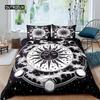 Sun Moon Duvet Cover Set Queen Microfiber Bohemian Black and White Print Yin Yang Comforter Cover Galaxy Star Twin Bedding Set Three Piece Set