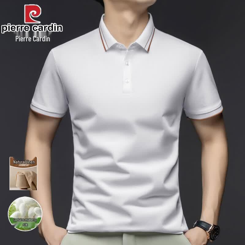 Pierre Cardin Men s Silk Linen Blend Short-Sleeve Polo Shirt 58