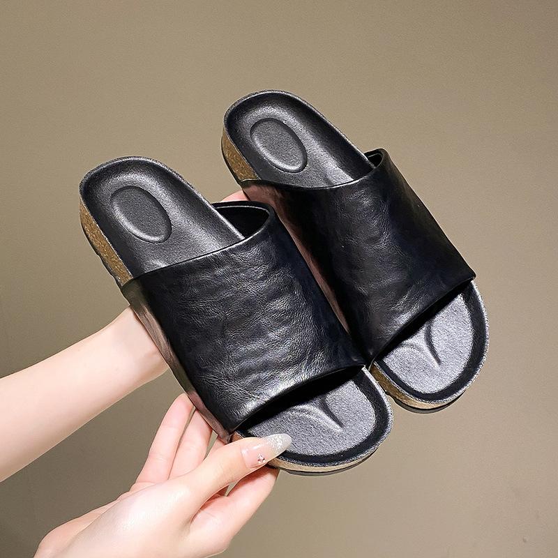 

Boken shoes sandals platform leather 2025 new summer wear high-end large-size women s shoes 41-43 slippers 35