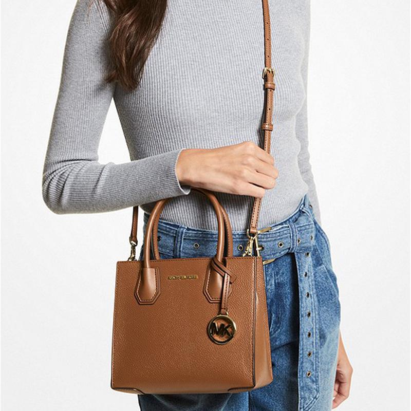 New MICHAEL KORS Mercer Cow Leather Trunk Bag, Handbag, Shoulder Bag, Crossbody Bag Women's Warm Brown 35S1GM9M2L-230