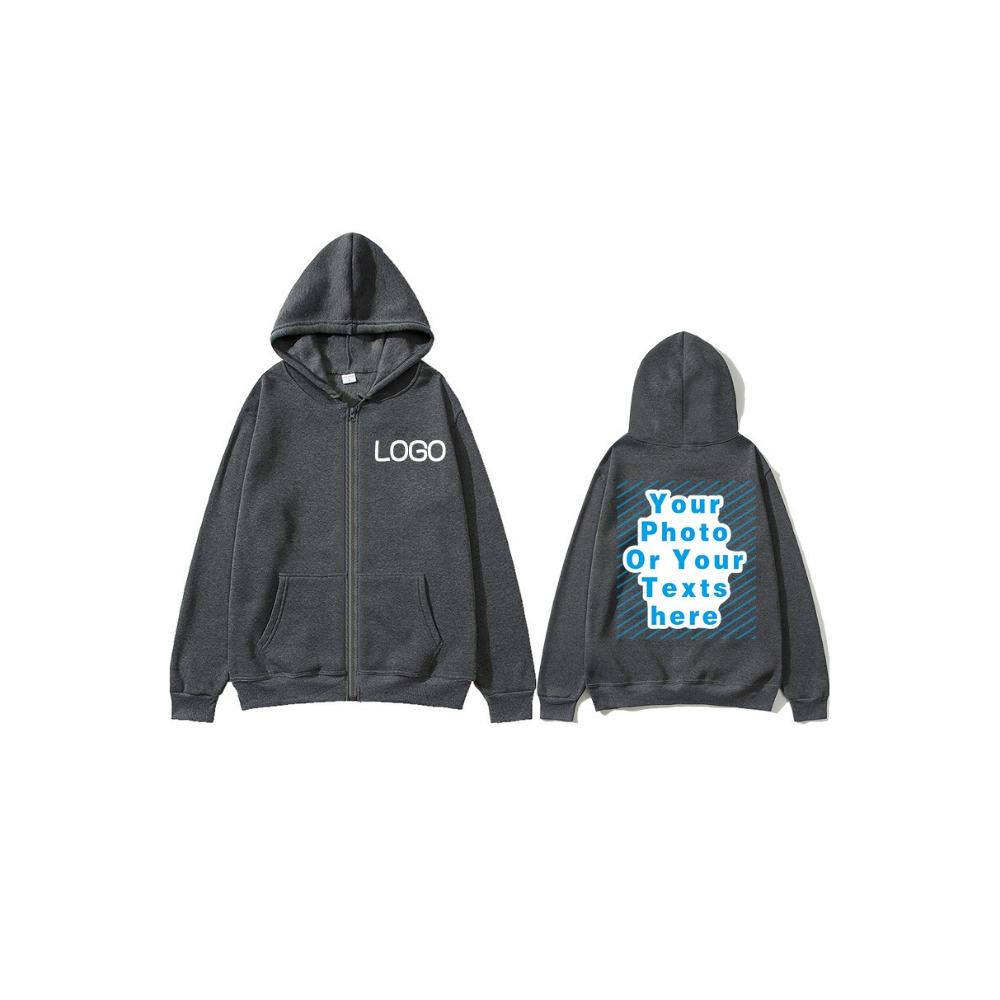 Zipper Hooded DIY12 Cardigan Sweatshirt Jacket Anytime Anywhere Design Brand Logo Custom Image Replication