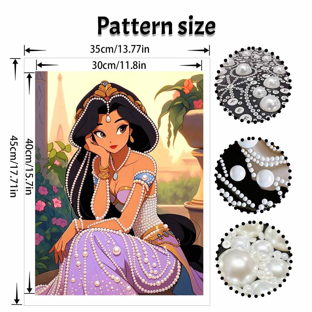 Disney Pearl Painting Jasmine Art Painting Wall Suitable for Home Office Decoration Handmade Gifts Elegant Pearl Decor