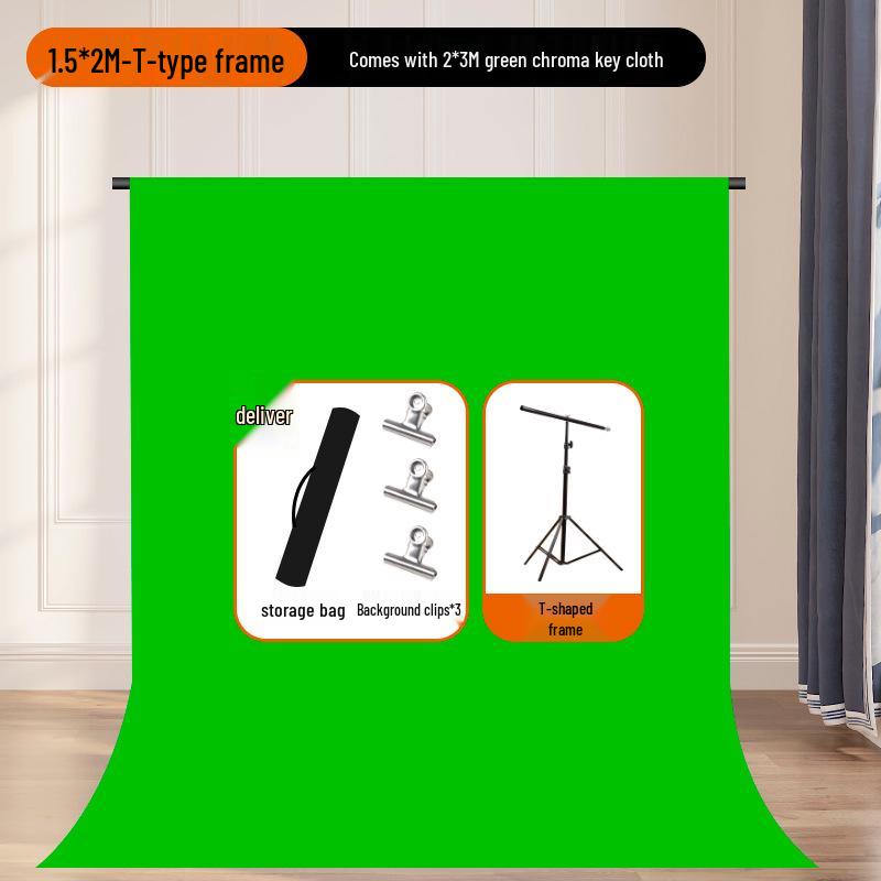 Portable Pull-Down Green Screen: Thick, Liftable, Telescopic Background for Keying and Live Streaming