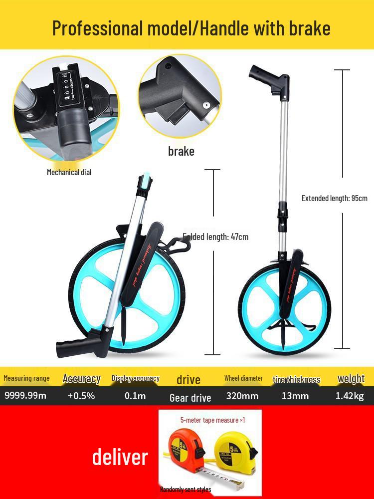 Mechanical Digital Road Measuring Wheel – Outdoor Roller Rangefinder for Engineering