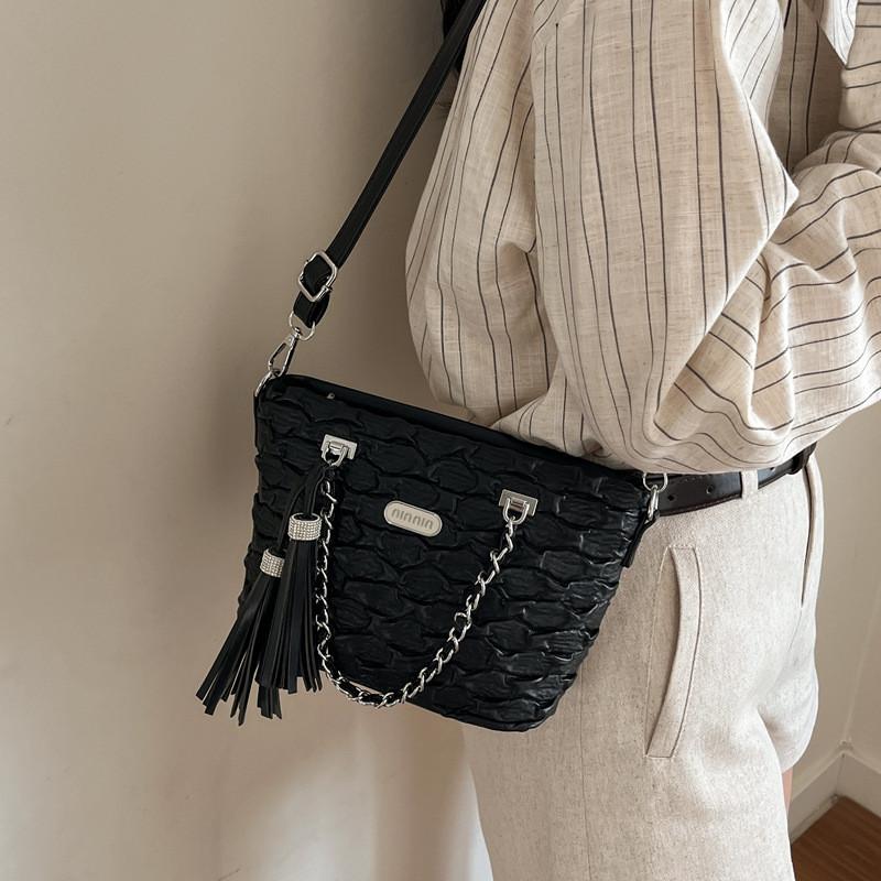 Pu Water Bucket Bag With Zipper Pocket For Daily Casual Women